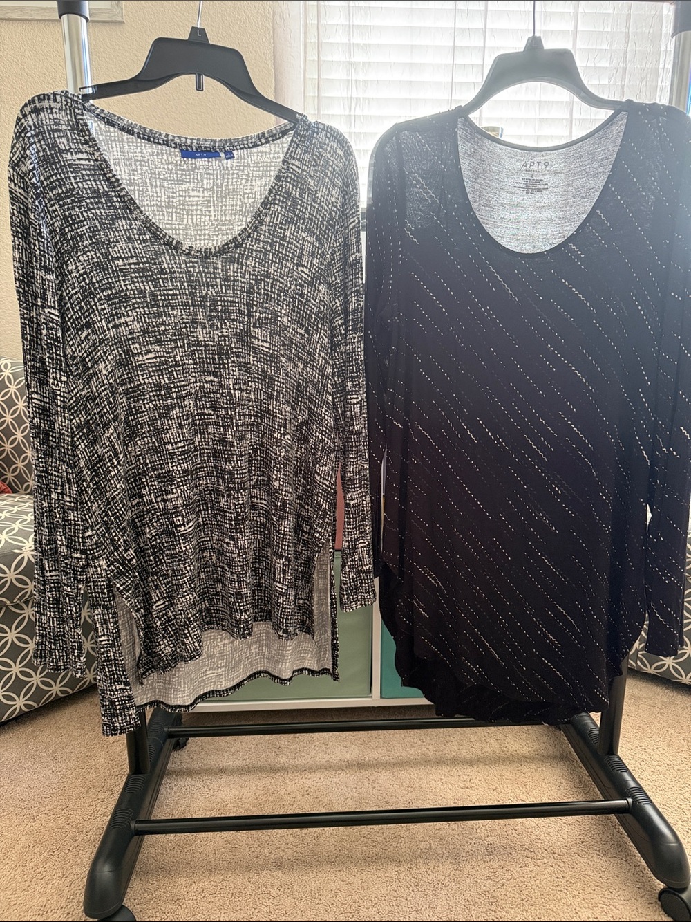 Set of 2 Long Sleeve Scoop Neck Tunic Shirts
